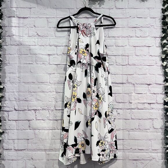 Torrid White Floral Sleeveless Knee Length Skater Dress Stretch Size 2 Casual - Picture 3 of 10